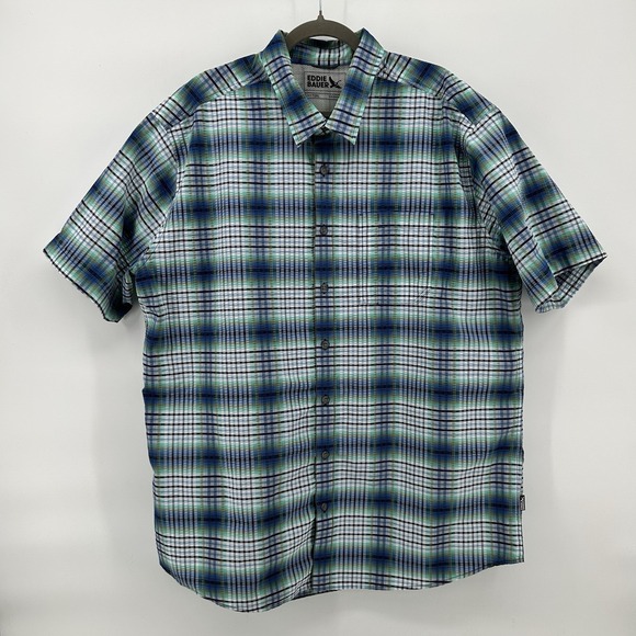 Eddie Bauer Other - Eddie Bauer Shirt Mens 2XL Tall Sea Green Plaid Outdoor Hiking Performance Camp